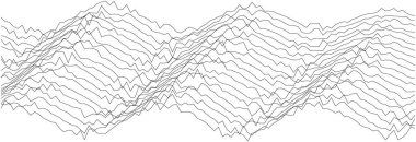 Sanatsal projeler ve arka planlar için soyut siyah ve beyaz dalgalı çizgi dizaynı.