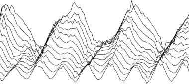 Modern grafik tasarım ve dekorasyon için siyah çizgili soyut dalga deseni.