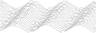 Yaratıcı tasarım kullanımı için siyah ve beyaz çizgi sanatında soyut okyanus dalga desenleri.