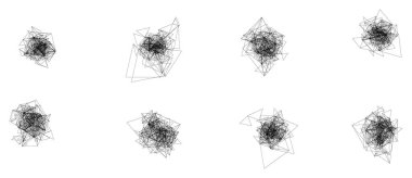 Modern tasarım kavramları için beyaz zemin üzerinde siyah çizgi desenleri olan soyut geometrik kaos.