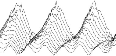 Yaratıcı tasarım projeleri için soyut dalga boyu dağ zirveleri şablonu.