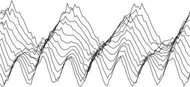 Yaratıcı projeler için dinamik çizgiler ve şablonlar içeren soyut dalga tasarımı.