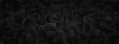 Modern sanat ve dekorasyon için çokgen desenli soyut geometrik siyah arkaplan.