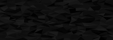 Sanatsal arka planlar için koyu çokgen siyah dokuya sahip soyut geometrik kaos tasarımı.