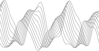 Grafik arkaplanlar ve modern sanat projeleri için eğri çizgiler içeren soyut dalga deseni tasarımı.