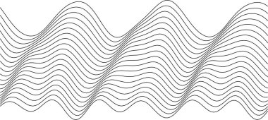 Soyut dalgalı çizgi deseni - arka plan ve baskılar için dinamik siyah ve beyaz tasarım.