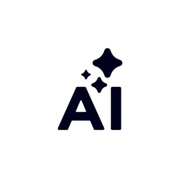 Üzerinde yıldızlar olan siyah harfler. Basit tasarım yapay zekayı ve yeniliği sembolize eder..