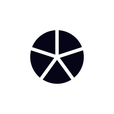 Bir siyah pasta çizelgesi sembolü dairesel bir şekilde düzenlenmiş altı eşit parçaya bölünmüş..