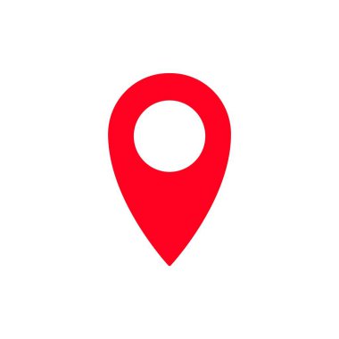 Haritalar, navigasyon veya konum belirleme amaçları için kullanılan koyu kırmızı konum simgesi.