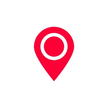 Haritalarda ve navigasyon uygulamalarında kullanılan kırmızı konum simgesi. tasarımı tanıması kolay ve temiz.