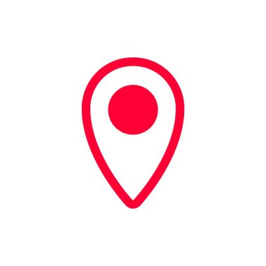 Merkezinde daire olan kırmızı bir lokasyon iğnesi, basit ve net bir geometrik biçimi gösterir.