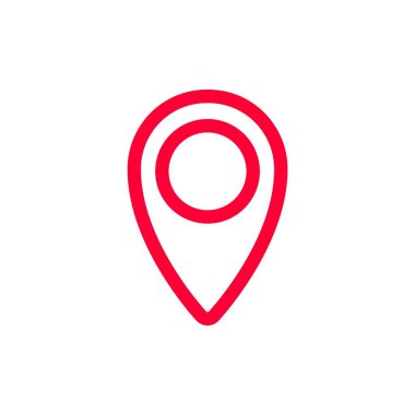 Haritadaki bir noktayı gösteren parlak kırmızı bir pimin simgesi, haritalardaki yön bulma ve işaretleme için kullanılır.