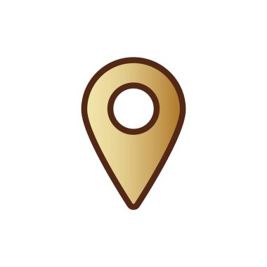 Dairesel hatları olan zarif altın lokasyon simgesi. Minimalist ve modern bir görünüm yaratıyor..