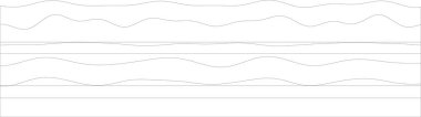 Dalgalı yatay tasarımları ve geometrik simetrisi olan minimal tek renkli çizgi desenleri.