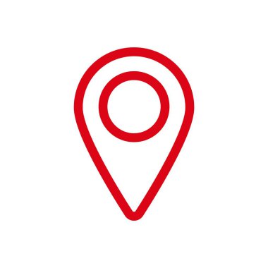 Konum, yön bulma ve çeşitli amaçlar için haritalarda seyahat etmeyi temsil eden kırmızı konum simgesi.