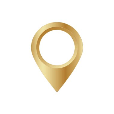 Parlak ve metalik bir altın konum simgesi. Dijital haritaları ve web tasarımlarını geliştirmek için mükemmel..