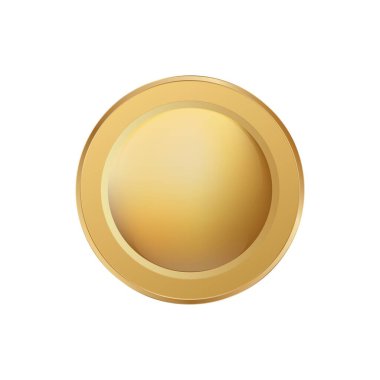 Parlak dairesel tasarımı olan altın bir sikke. Pürüzsüz bir kaplaması ve pürüzsüz bir yüzeyi var..