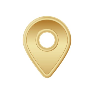 Dairesel kesikli, navigasyon ve konumsal bilgiyi temsil eden bir altın konum simgesi.