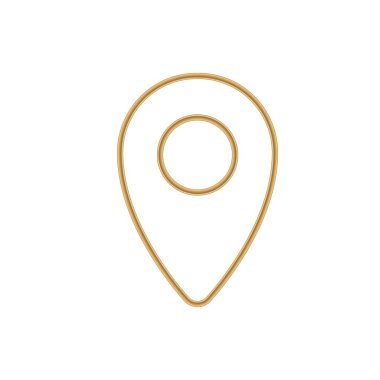 Basit, zarif bir tasarımı olan, dijital haritalar için mükemmel, parlak bir altın konum belirleyici simgesi.