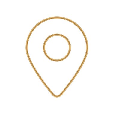 Yön bulma ve konumları belirlemek için kullanılan yuvarlak merkezli basit altın harita pin tasarımı.