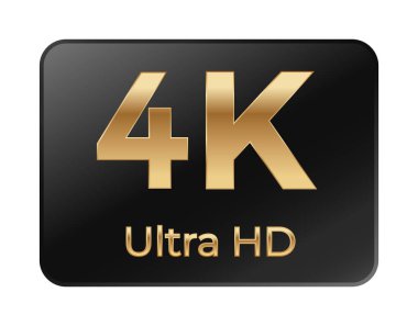 Siyah arkaplanda 4k ultra hd altın simgesi.