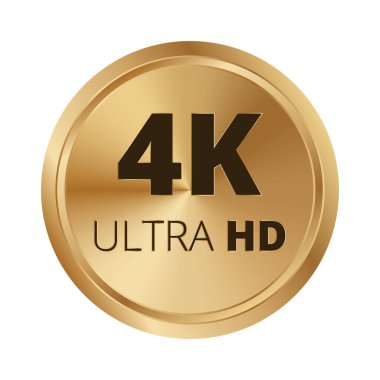 Yüksek kaliteli dijital çözünürlük için 4k ultra hd altın madalya simgesi.
