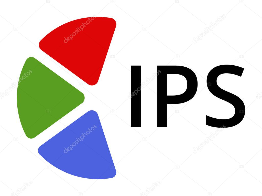 Ips logo design featuring colorful pie chart segments in red, green, and blue.