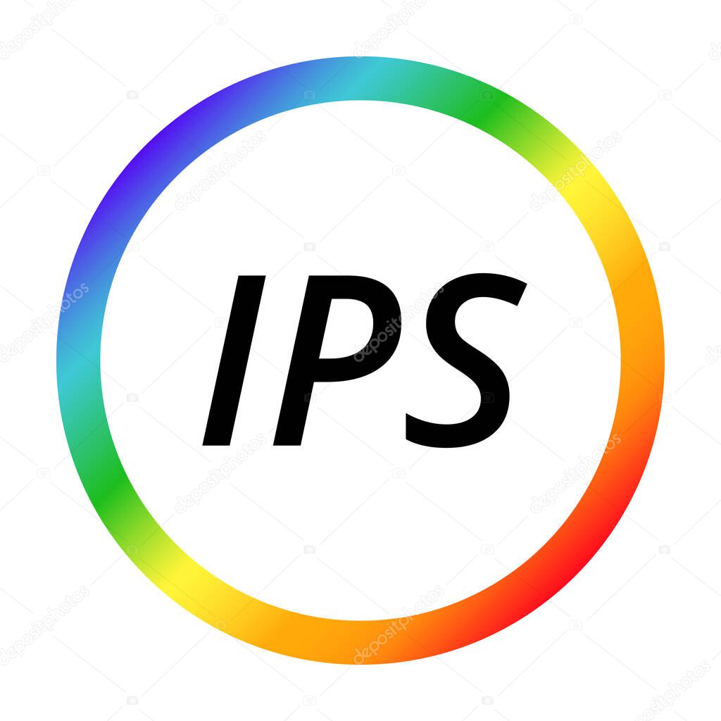 Ips logo with rainbow gradient circle design.