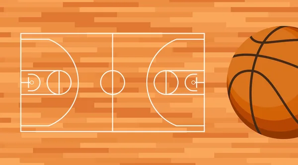 Basketball court floor with line on wood texture background