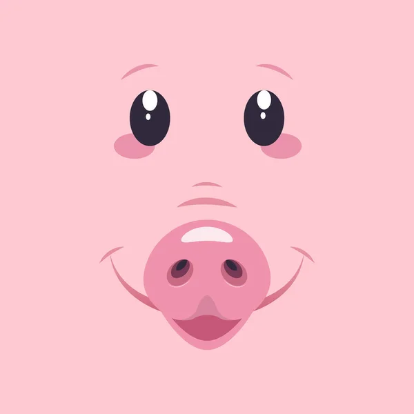 Cabeça Porco Rosa Bonito Bacon Porco Plana — Fotografia de Stock