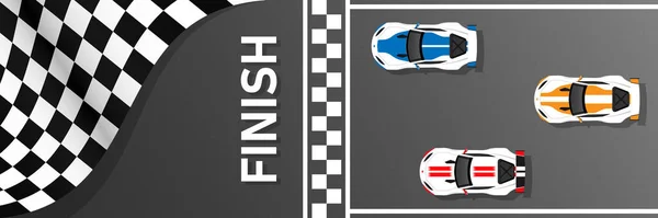 Race cars on finish line. Sport background illustration