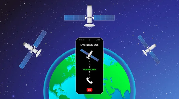 Sos Chiamata Emergenza Satellite Telefono Servizi Emergenza — Foto Stock
