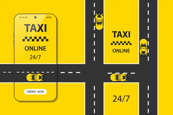 Taxi Mobil Alkalmazás Vagy Rendelés Taxi Online Okostelefon Koncepció Illusztráció — Stock Fotó