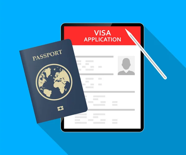 Wniosek Wizowy Dokument Podróży Paszport Biletami Wniosek Wizowy Zatwierdzenie Podróży — Zdjęcie stockowe