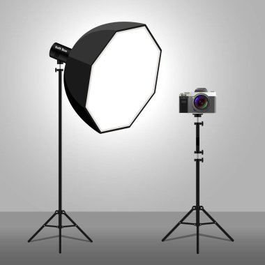 Camera Photography on a tripod and soft box illustration