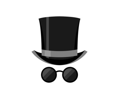 Incognito Icon. Browse in private retro hat glasses illustration