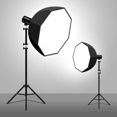 Soft box reflectors. Photo flash equipment. illustration. Spotlight softbox