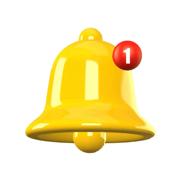 Ikona Oznamovacího Zvonku Nastavena Izolovaně Bílém Pozadí Vykreslit Žlutý Zvonek — Stock fotografie