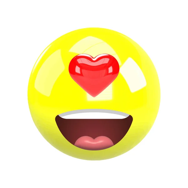 Happy Emoji Face Cyclops Heart Eye Object Auf Weißem Hintergrund — Stockfoto