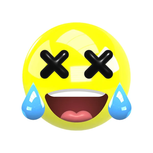 Γέλια Υψηλής Ποιότητας Emoticon Λευκό Φόντο Γέλιο Emoji Δάκρυα Και — Φωτογραφία Αρχείου