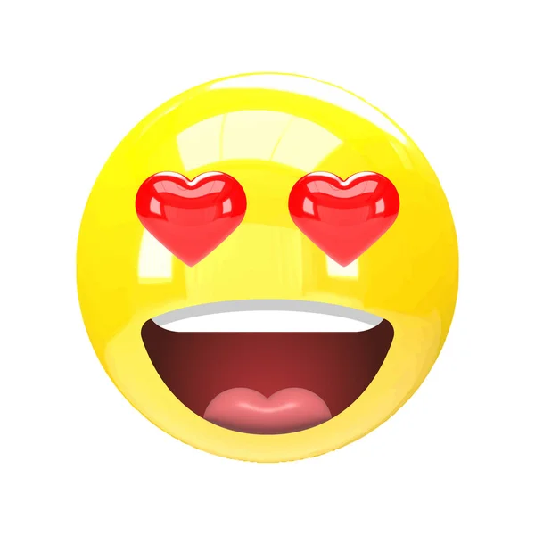 Happy Emoji Face Hearts Eyes Object White Background Vector — Fotografia de Stock