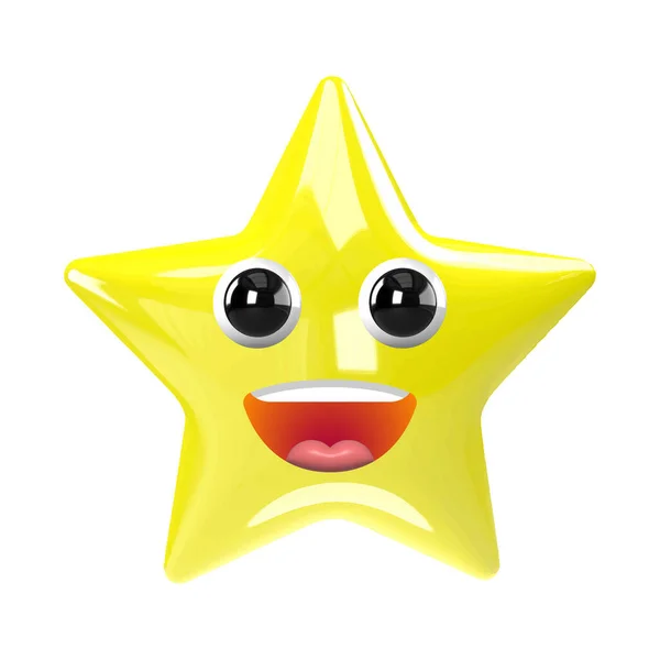 Cute Szczęśliwy Żółty Wektor Emotikony Gwiazdy — Zdjęcie stockowe