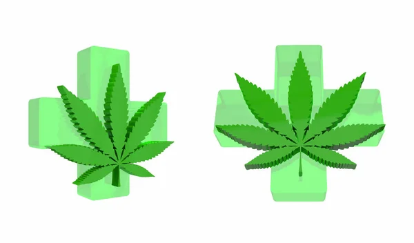 3D大麻叶套装医用大麻 说明向量 — 图库照片