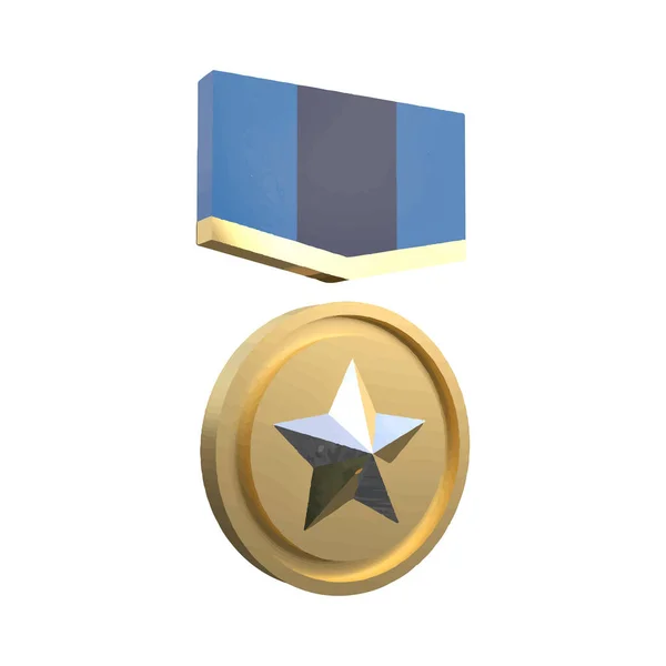 Ícone Medalha Com Estrela Prémio Desportivo Ouro Para Vencedor Ilustração — Fotografia de Stock