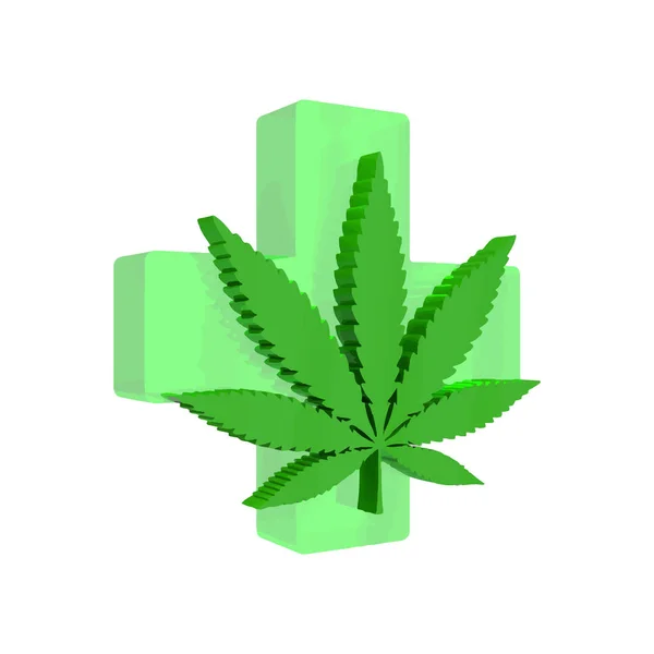 3D大麻叶医用大麻 说明向量 — 图库照片