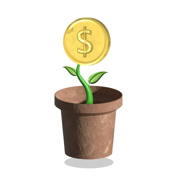 Dinheiro Planta Árvore Com Dólar Moeda Investimento Lucro Empresarial Educação — Fotografia de Stock