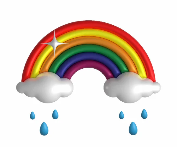 Color Rainbow With Clouds and rain drops vector