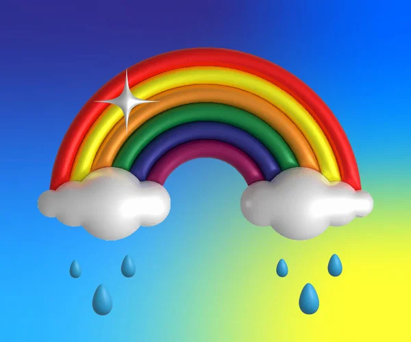 Color Rainbow With Clouds and rain drops vector