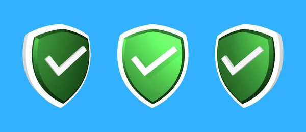 Shield Ícones Protegidos Definidos Com Verificação Segurança Ícone Garantido Marca — Fotografia de Stock