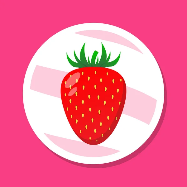 草莓红色夏季水果贴纸说明病媒 — 图库照片